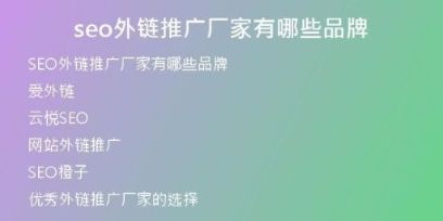 seo外鏈推廣廠家有哪些品牌