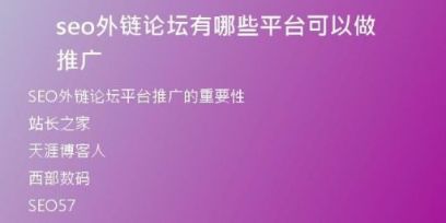 seo外鏈論壇有哪些平臺(tái)可以做推廣