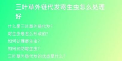 三葉草外鏈代發(fā)寄生蟲(chóng)怎么處理好