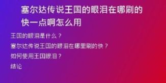 塞爾達(dá)傳說王國的眼淚在哪刷的快一點(diǎn)啊怎么用