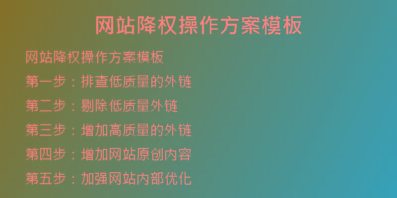 網(wǎng)站降權操作方案模板