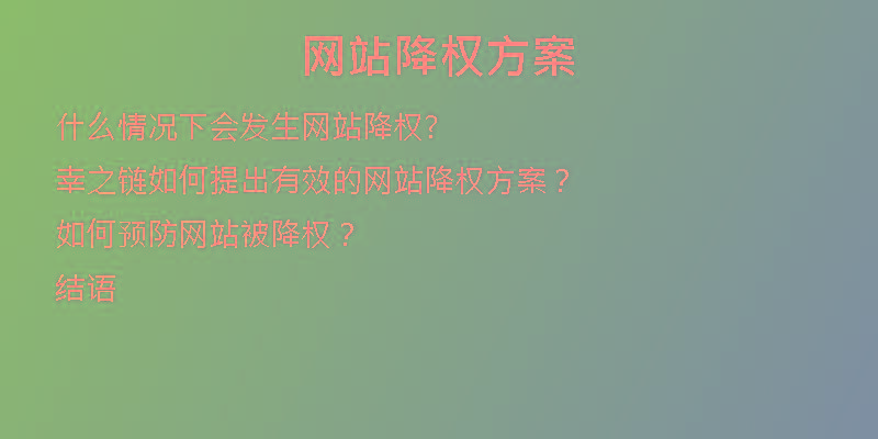 網(wǎng)站降權(quán)方案