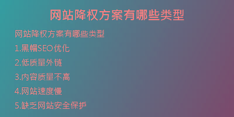 網(wǎng)站降權(quán)方案有哪些類型