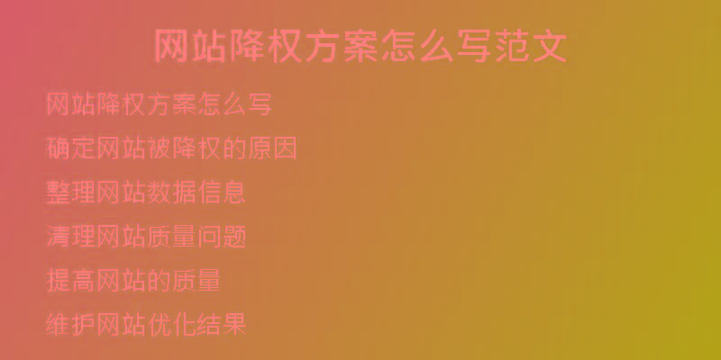 網(wǎng)站降權(quán)方案怎么寫范文