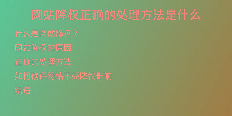 網(wǎng)站降權(quán)正確的處理方法是什么