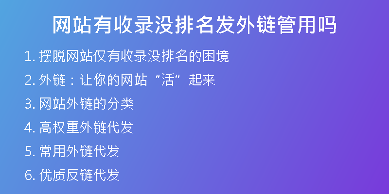 網(wǎng)站有收錄沒排名發(fā)外鏈管用嗎