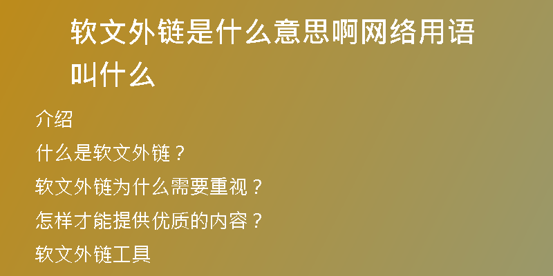 軟文外鏈是什么意思啊網(wǎng)絡用語叫什么