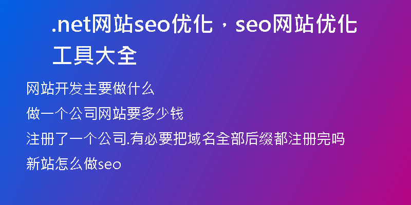 .net網(wǎng)站seo優(yōu)化，seo網(wǎng)站優(yōu)化工具大全