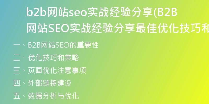 b2b網站seo實戰(zhàn)經驗分享(B2B網站SEO實戰(zhàn)經驗分享 最佳優(yōu)化技巧和策略)