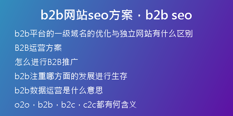 b2b網(wǎng)站seo方案，b2b seo