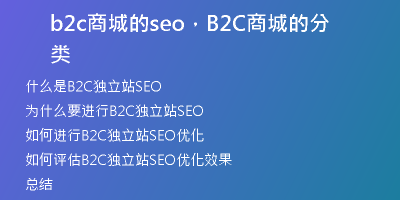 b2c商城的seo，B2C商城的分類