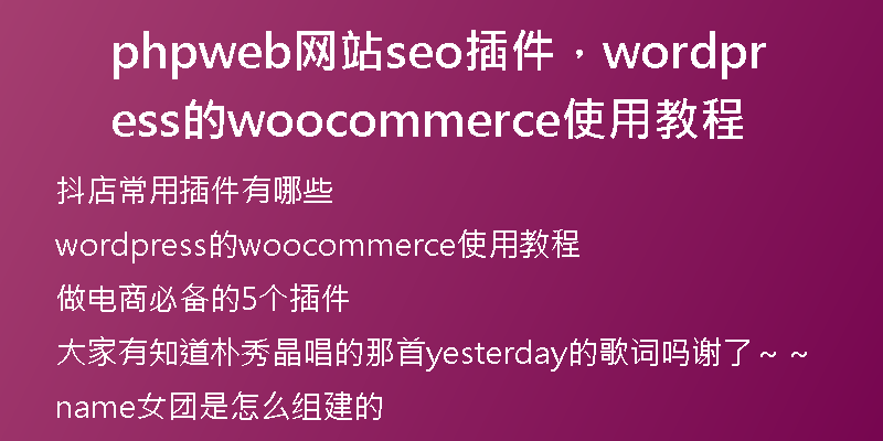 phpweb網(wǎng)站seo插件，wordpress的woocommerce使用教程