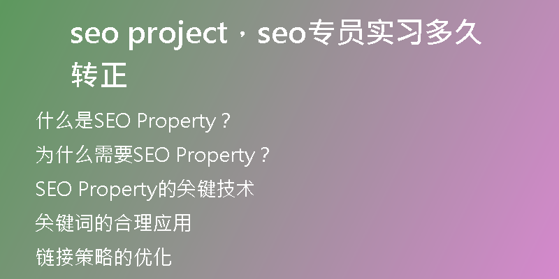 seo project，seo專員實(shí)習(xí)多久轉(zhuǎn)正