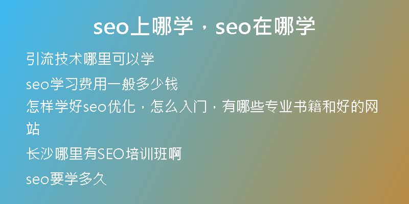seo上哪學(xué)，seo在哪學(xué)