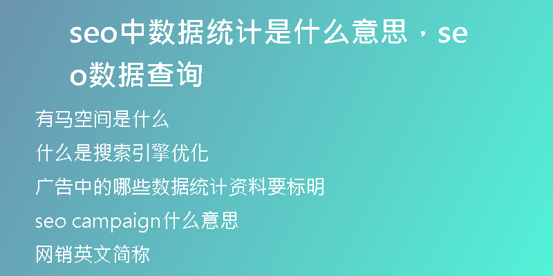 seo中數(shù)據(jù)統(tǒng)計是什么意思，seo數(shù)據(jù)查詢