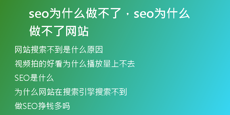 seo為什么做不了，seo為什么做不了網(wǎng)站