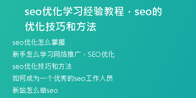 seo優(yōu)化學習經(jīng)驗教程，seo的優(yōu)化技巧和方法