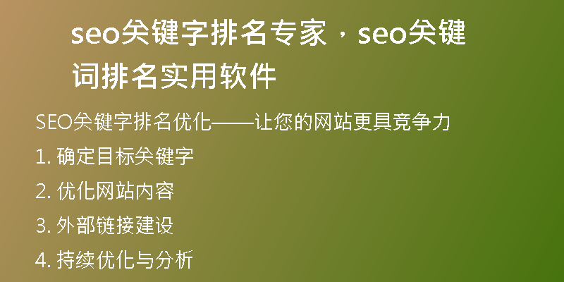 seo關(guān)鍵字排名專家，seo關(guān)鍵詞排名實用軟件