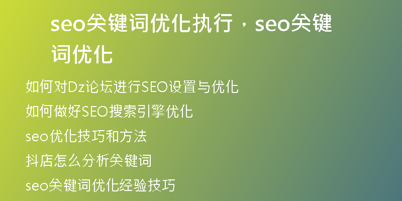 seo關(guān)鍵詞優(yōu)化執(zhí)行，seo關(guān)鍵詞優(yōu)化