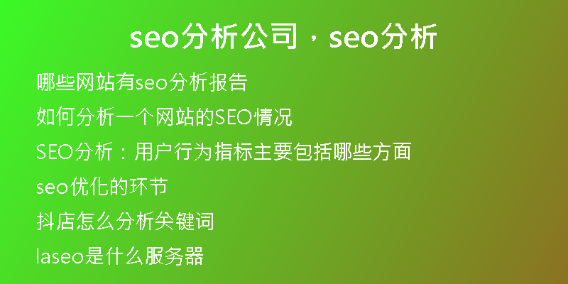 seo分析公司，seo分析