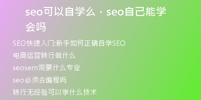 seo可以自學(xué)么，seo自己能學(xué)會嗎
