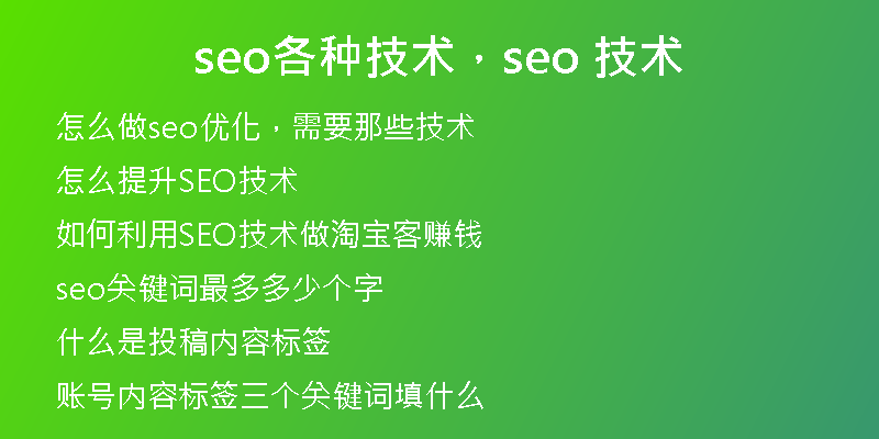 seo各種技術(shù)，seo 技術(shù)