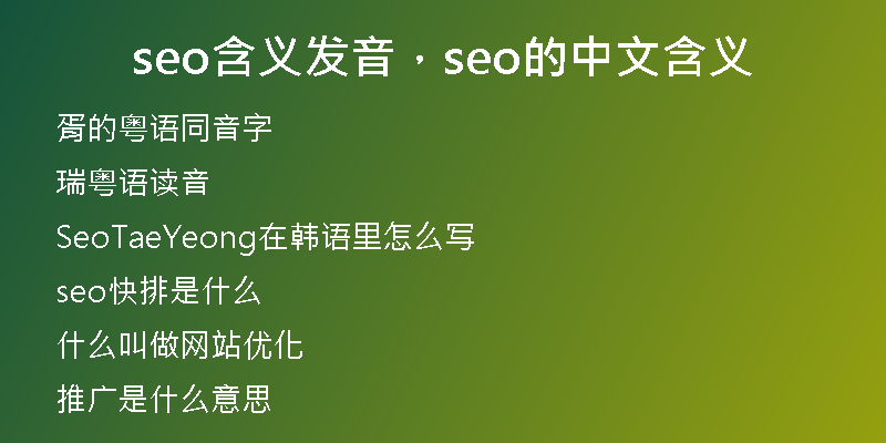 seo含義發(fā)音，seo的中文含義