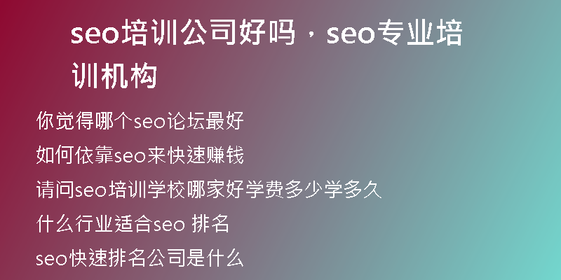 seo培訓(xùn)公司好嗎，seo專業(yè)培訓(xùn)機(jī)構(gòu)
