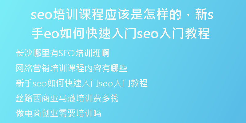 seo培訓(xùn)課程應(yīng)該是怎樣的,新手seo如何快速入門seo入門教程