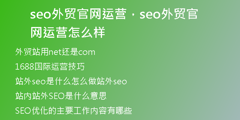seo外貿(mào)官網(wǎng)運(yùn)營(yíng)，seo外貿(mào)官網(wǎng)運(yùn)營(yíng)怎么樣