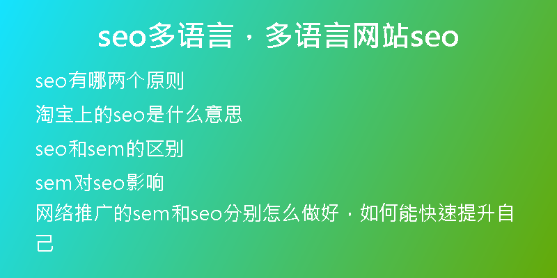seo多語(yǔ)言，多語(yǔ)言網(wǎng)站seo