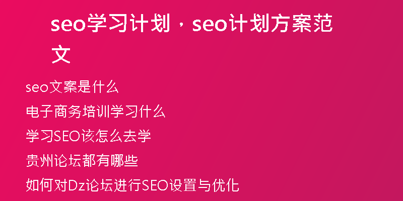 seo學(xué)習(xí)計劃，seo計劃方案范文