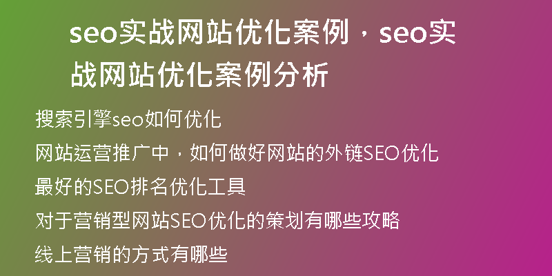 seo實戰(zhàn)網(wǎng)站優(yōu)化案例，seo實戰(zhàn)網(wǎng)站優(yōu)化案例分析