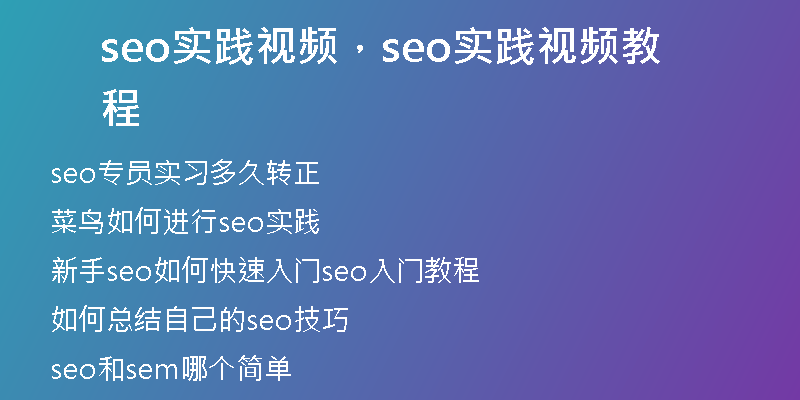 seo實(shí)踐視頻，seo實(shí)踐視頻教程
