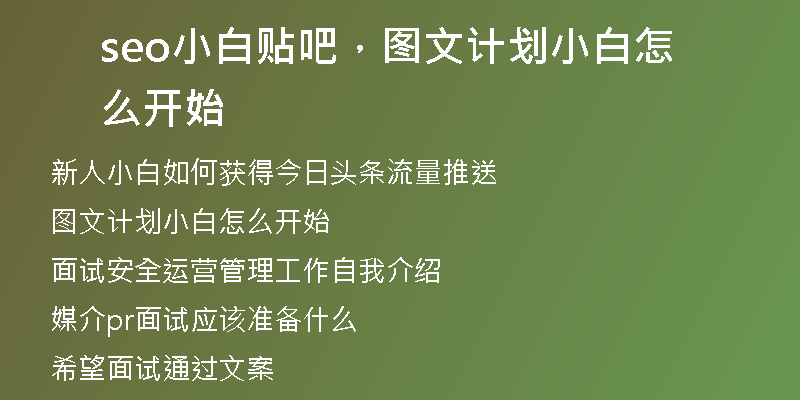 seo小白貼吧，圖文計劃小白怎么開始