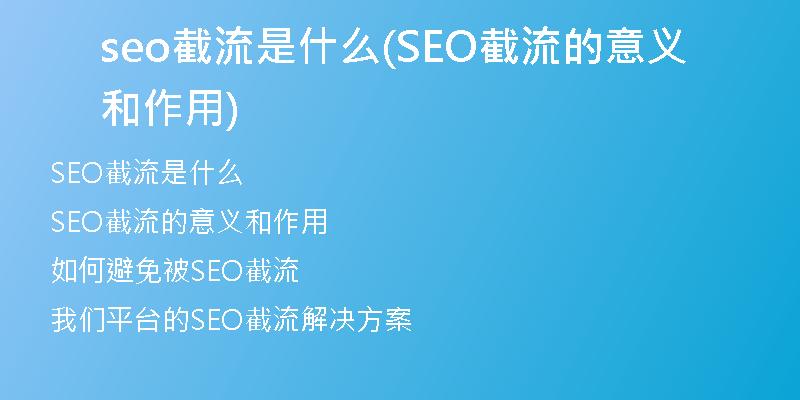 seo截流是什么(SEO截流的意義和作用)