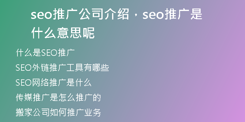 seo推廣公司介紹，seo推廣是什么意思呢