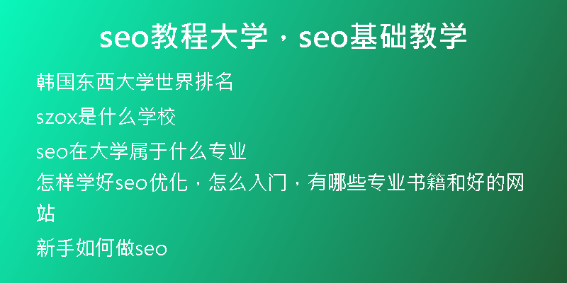 seo教程大學(xué)，seo基礎(chǔ)教學(xué)