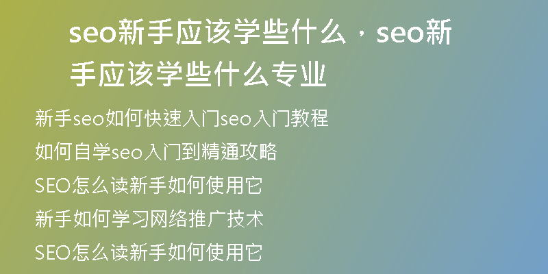 seo新手應(yīng)該學(xué)些什么，seo新手應(yīng)該學(xué)些什么專業(yè)