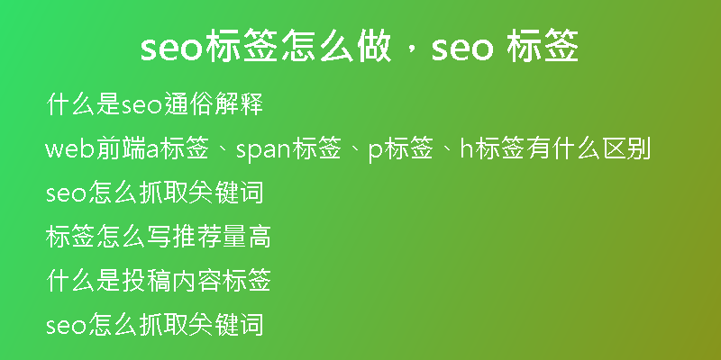 seo標(biāo)簽怎么做，seo 標(biāo)簽