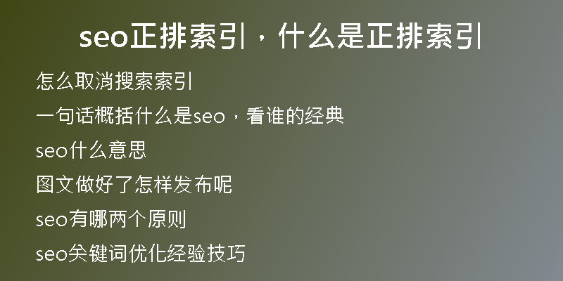 seo正排索引，什么是正排索引