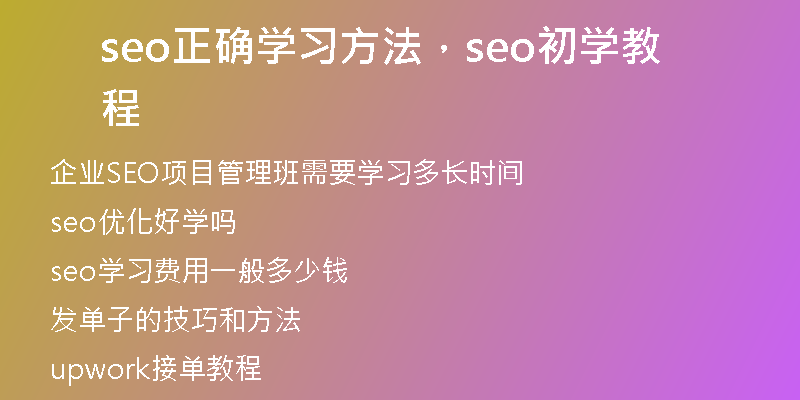 seo正確學(xué)習(xí)方法，seo初學(xué)教程