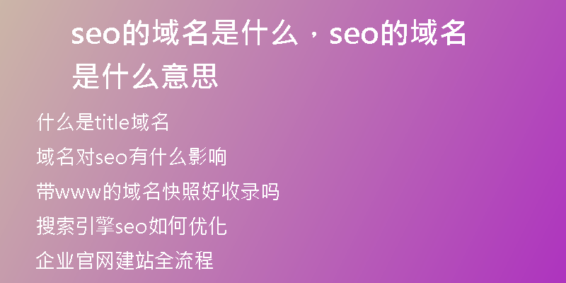 seo的域名是什么，seo的域名是什么意思