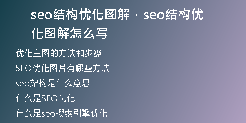 seo結(jié)構(gòu)優(yōu)化圖解，seo結(jié)構(gòu)優(yōu)化圖解怎么寫