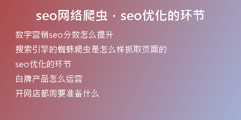seo網(wǎng)絡(luò)爬蟲，seo優(yōu)化的環(huán)節(jié)