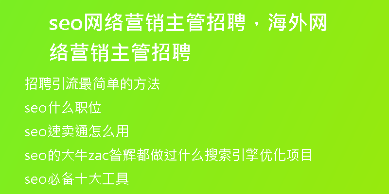 seo網(wǎng)絡(luò)營(yíng)銷主管招聘，海外網(wǎng)絡(luò)營(yíng)銷主管招聘