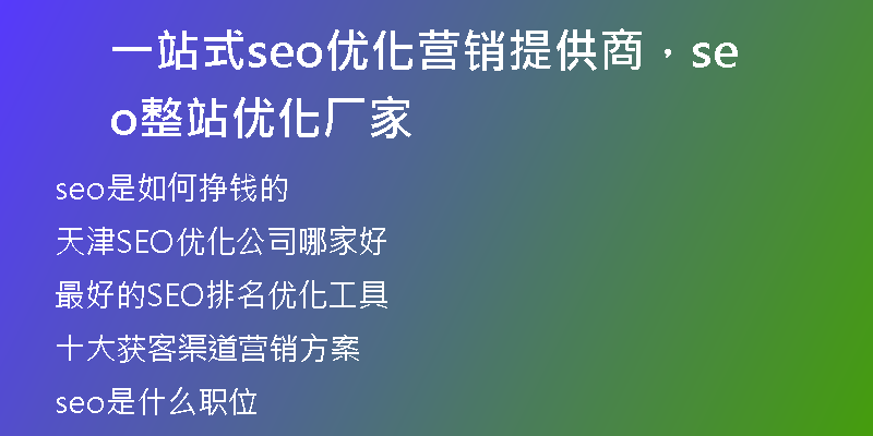 一站式seo優(yōu)化營銷提供商，seo整站優(yōu)化廠家