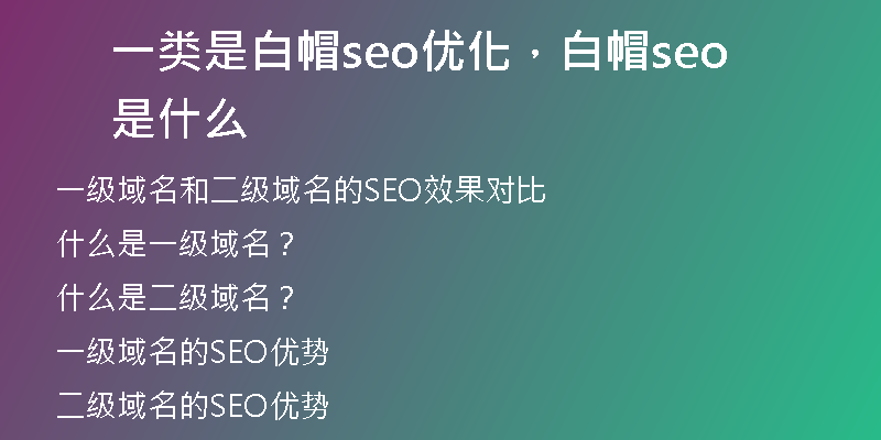 一類是白帽seo優(yōu)化，白帽seo是什么