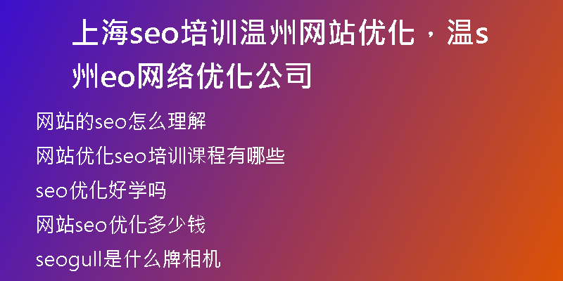 上海seo培訓(xùn)溫州網(wǎng)站優(yōu)化，溫州seo網(wǎng)絡(luò)優(yōu)化公司