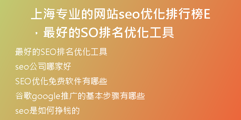 上海專業(yè)的網(wǎng)站seo優(yōu)化排行榜，最好的SEO排名優(yōu)化工具
